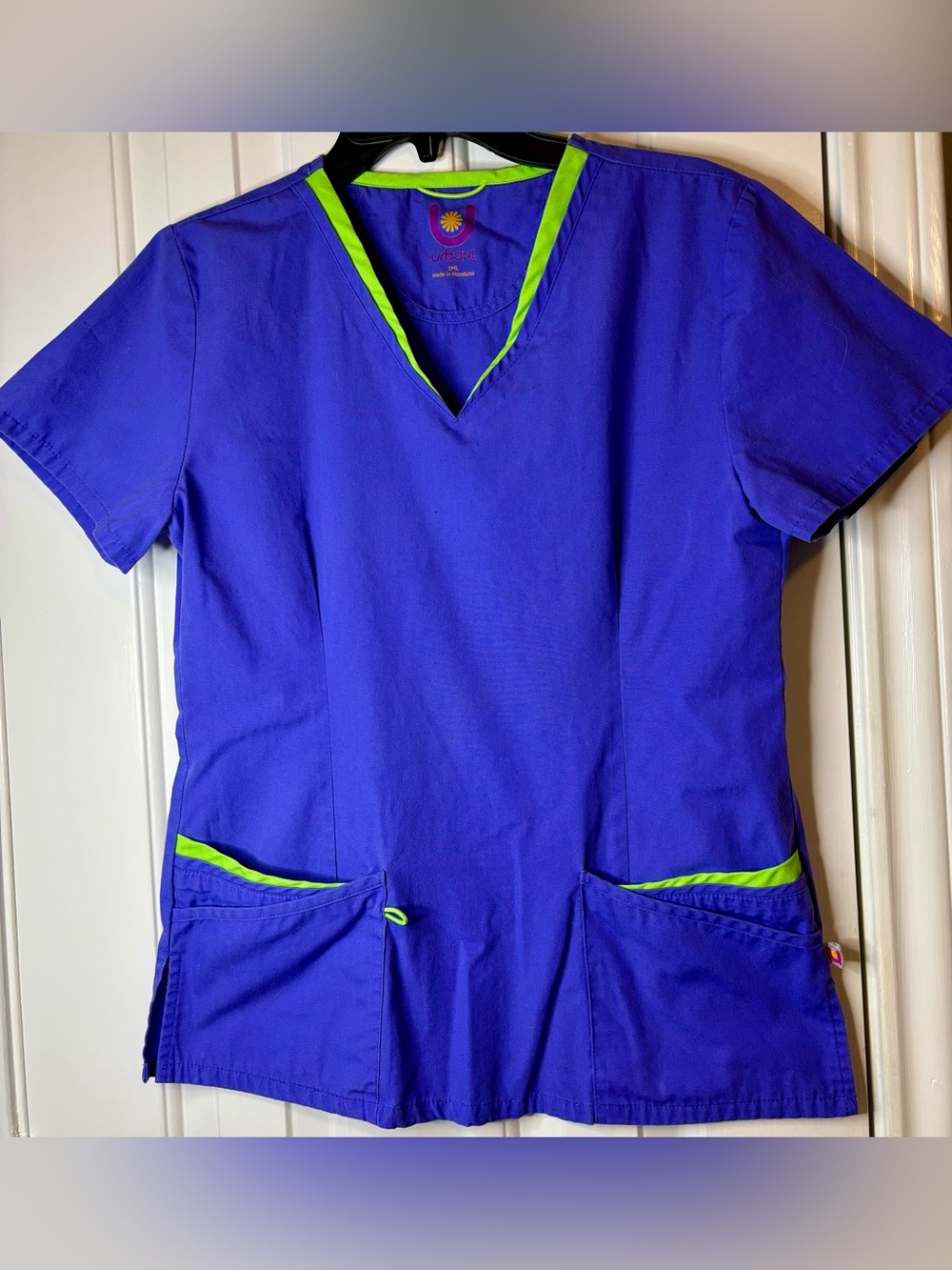 Urbane Purple  Scrub Top with Lime Trim